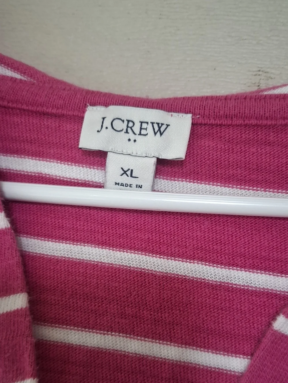 J Crew Women's Pink Striped Hooded Pullover Top Sweatshirt XL